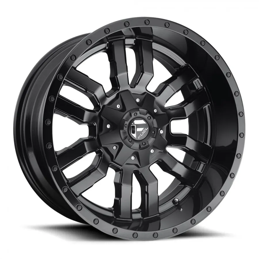 FUEL SLEDGE 20X9 12H 6/135-6/139.7 19P MATTE BLACK/GLOSS BLACK LIP