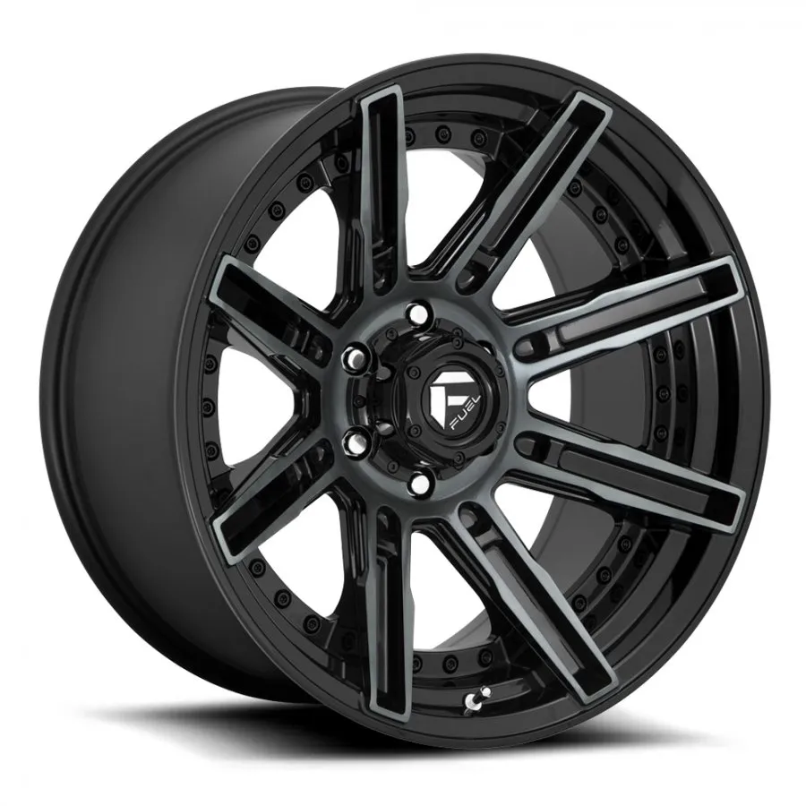 FUEL ROGUE 20X9 6/139.7 1P GLOSSY BLACK MACHINE BRUSHED GLOSSY DDT